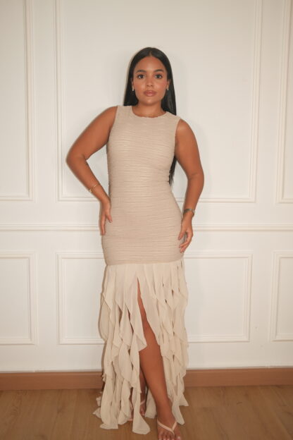 VESTIDO DULCE TAUPE 12742Z